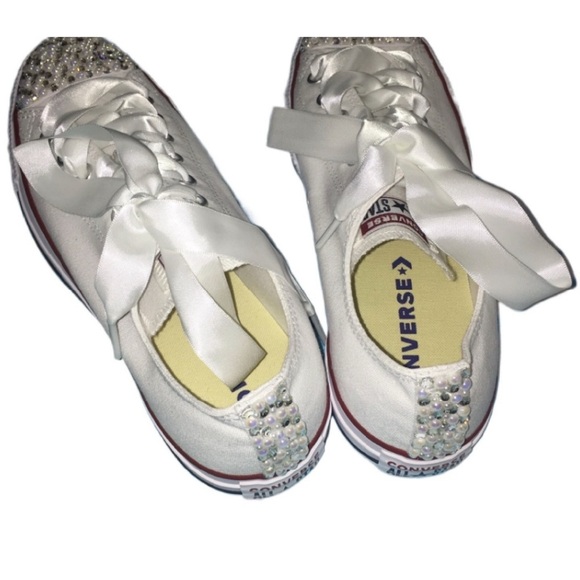 Diamonds & Pearls Low Top Original Converse Sizes 5-14 New With Ribbon Laces New - Picture 4 of 14